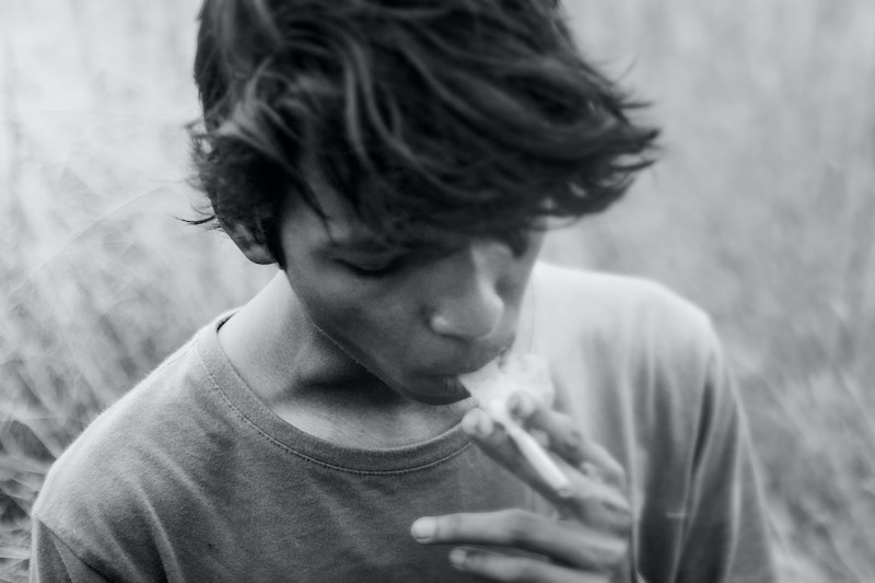 teen boy smoking